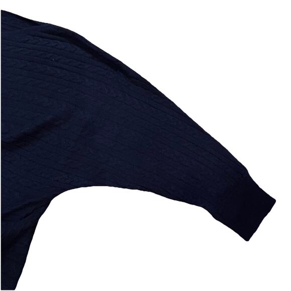 Market & Spruce Cashmere Blend Horizontal Cable Navy Dolman Sleeve Medium - Picture 4 of 8